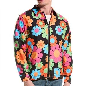 Floral Burst Bomber Jacket Reversible- Black Multicolor